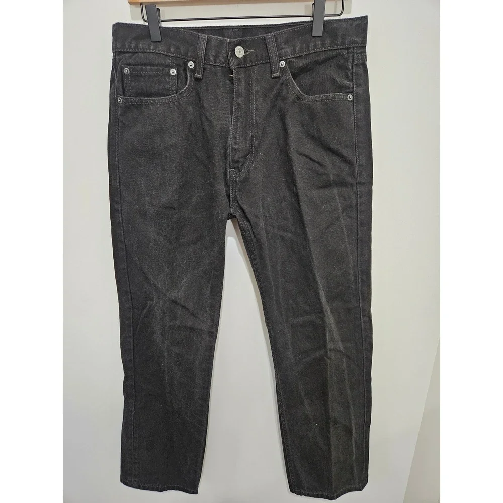 Levis 505 Regular Fit‎ Straight Leg Black Denim Jeans Mens W33 L30